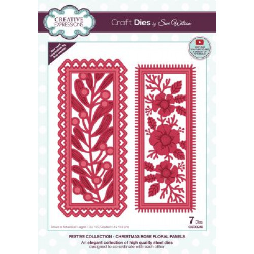 christmas rose floral panels- Festive Collection 2022